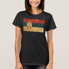 Serbiska Flagga kvinnosvart T Shirt