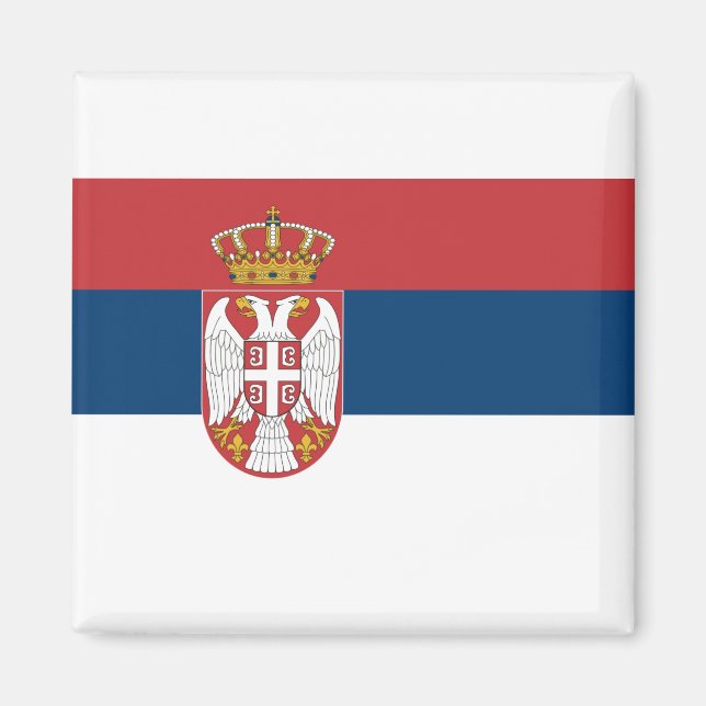 Serbiska Flagga Magnet (Framsidan)
