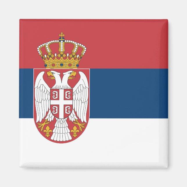 Serbiska Flagga Magnet (Framsidan)