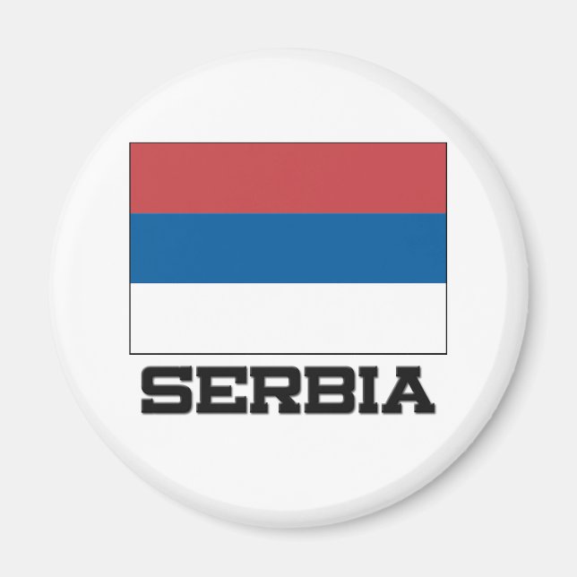 Serbiska Flagga Magnet (Framsidan)