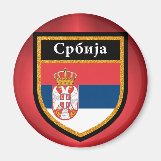 Serbiska Flagga Magnet (Framsidan)