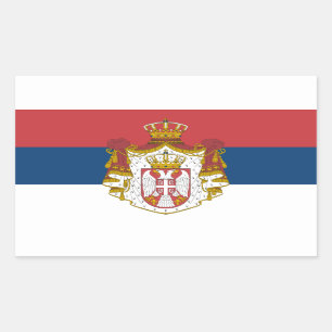 Serbiska Flagga och Jacka av Arm, Serbiens Flagga Rektangulärt Klistermärke