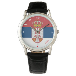 Serbiska Flagga och Serbiska mode hjärta/sport Armbandsur