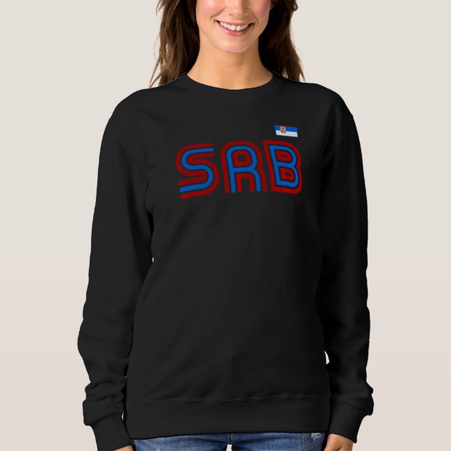 Serbiska Flagga Retro Internationell Land T Shirt (Framsida)