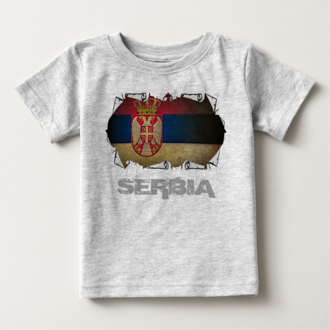 serbiska flagga riven t shirt (Framsida)