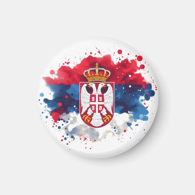 Serbiska Flagga Serbien Magnet (Framsidan)