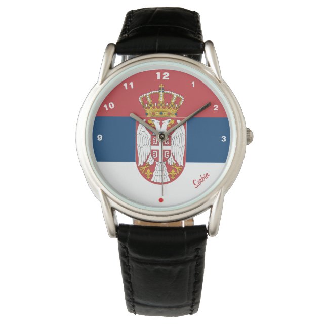 Serbiska Flagga & Serbiska mode hjärta/sport Armbandsur (Framsida)