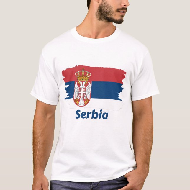 Serbiska Flagga T Shirt (Framsida)