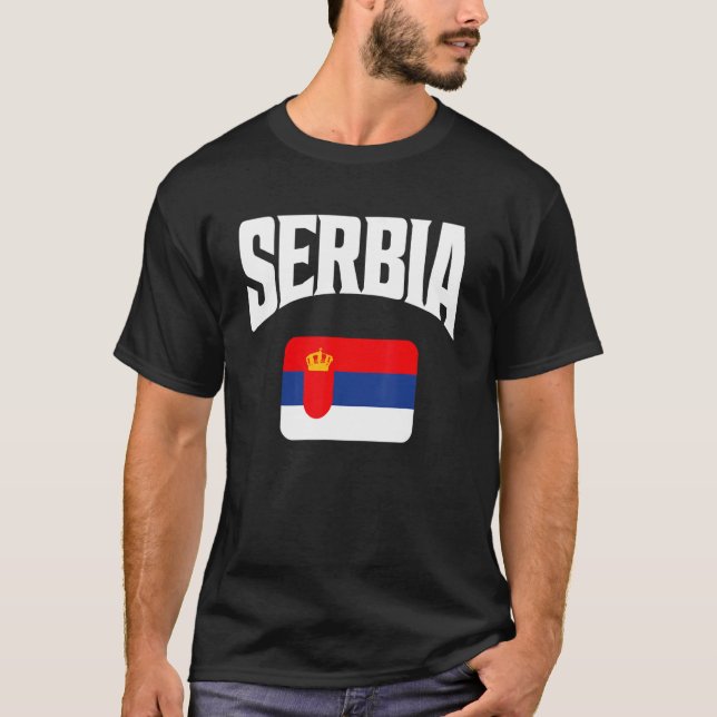 Serbiska Flagga T Shirt (Framsida)