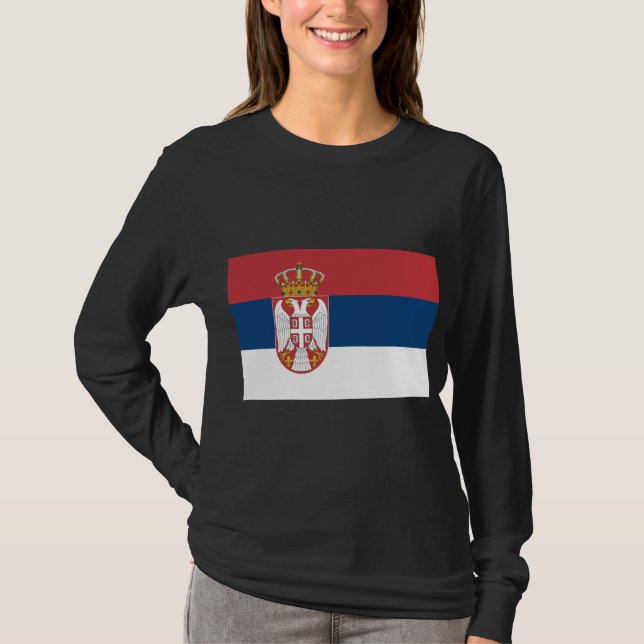 Serbiska Flagga T Shirt (Framsida)