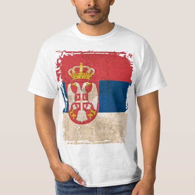 Serbiska Flagga Tee Shirt (Framsida)