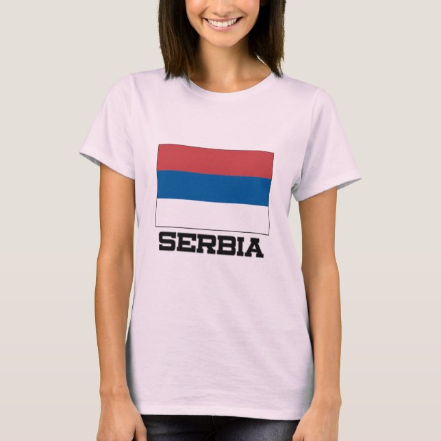 Serbiska Flagga Tee Shirt (Framsida)