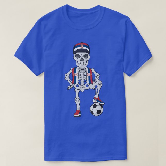 Serbiska fotbollens skeleton Fläkt Team Gift  T Shirt (Design framsida)