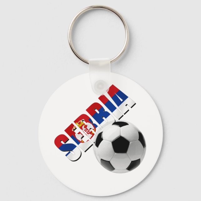 Serbiska fotbolls-serbiska flagga med logotyp nyckelring (Framsida)
