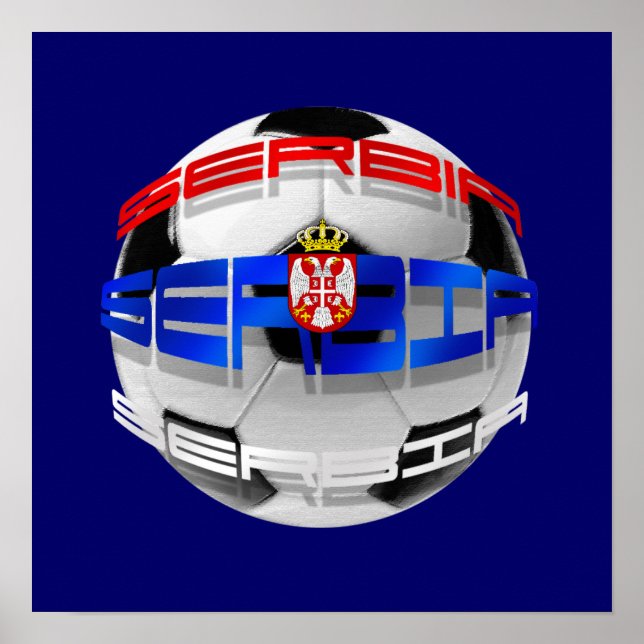 Serbiska fotbollskulor av serbiskt flagga, konstgå poster (Framsidan)