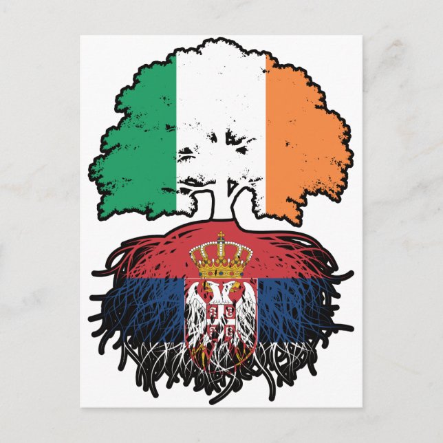 Serbiska Irish Ireland Träd Roots Flagga Vykort (Framsida)
