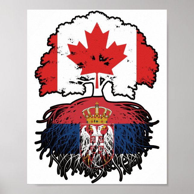 Serbiska kanadensiska kanadensiska Träd Roots Flag Poster (Framsidan)