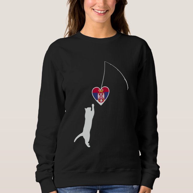 Serbiska Kat Design Serbiska Flagga Srbija Kärlek  T Shirt (Framsida)
