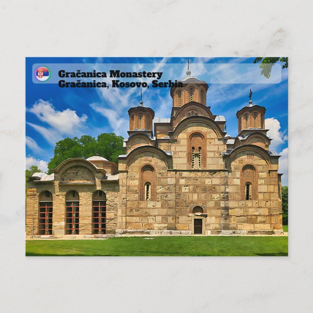 SERBISKA KLOSTER - Gračanica ortodoxt kloster Helg Vykort (Framsida)