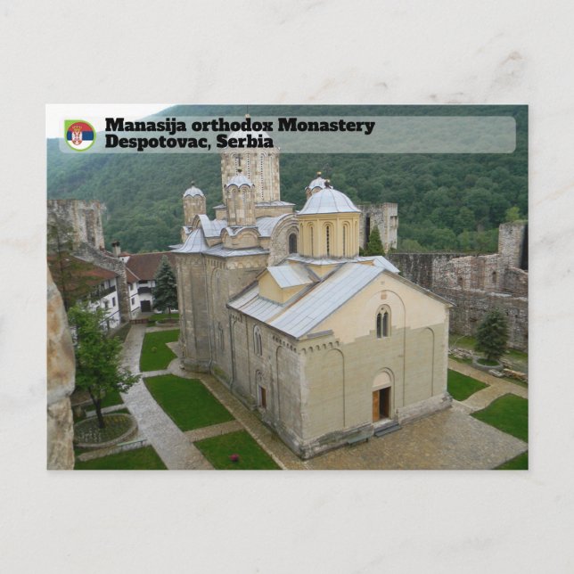 SERBISKA KLOSTER - Manasija ortodoxt kloster Vykort (Framsida)