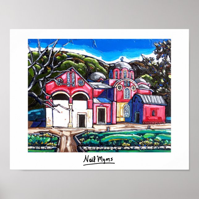 "Serbiska monestary at Pec, Kosovo" Poster (Framsidan)