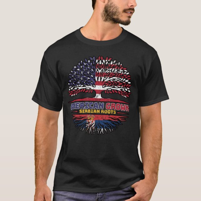Serbiska Serbien Förenta staterna Förenta staterna T Shirt (Framsida)