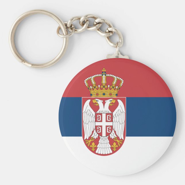 Serbiska (serbiska) Flagga Nyckelring (Framsidan)