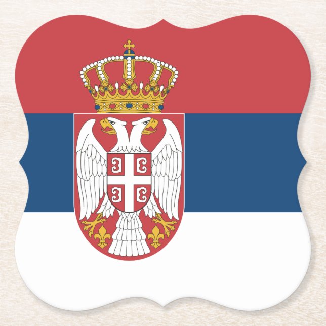 Serbiska (serbiska) Flagga Underlägg Papper (Framsida)