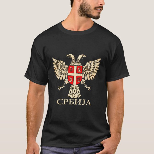 Serbiska serbiska serbiska serbiska Eagle Flagga C T Shirt (Framsida)