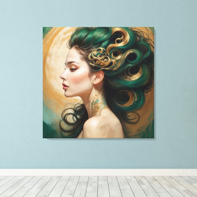 ’Serelith’ - Curls of Celestial Jade Canvastryck (Insitu (trägolv))