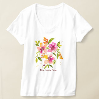 Serena-Fler blommor, tack Vattenfärg Blommig T Shirt