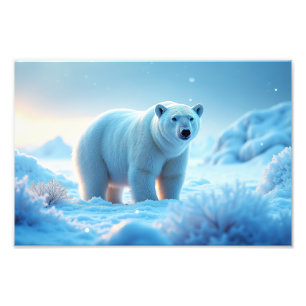 Serenarktisk solnedgång med Polar björn - natur Fototryck