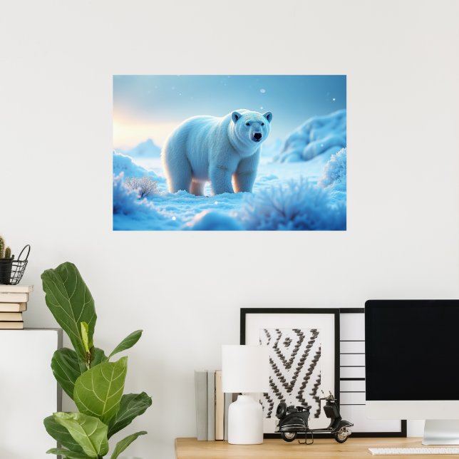 Serenarktisk solnedgång med Polar björn - natur Poster (Hemmakontoret)