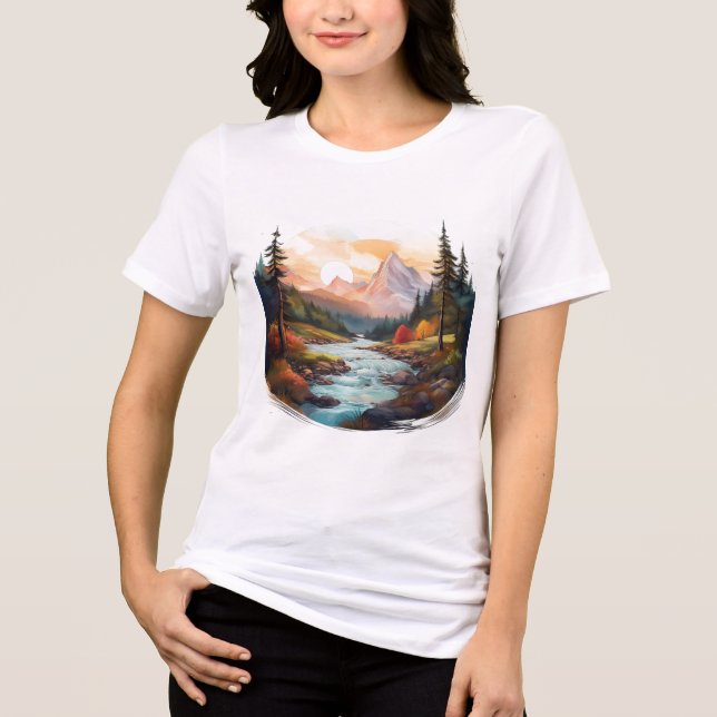 Serenbergslandskap med flodmynning t shirt (Framsida)