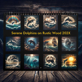 Serendelfiner på Rustic Wood 2025 Kalender