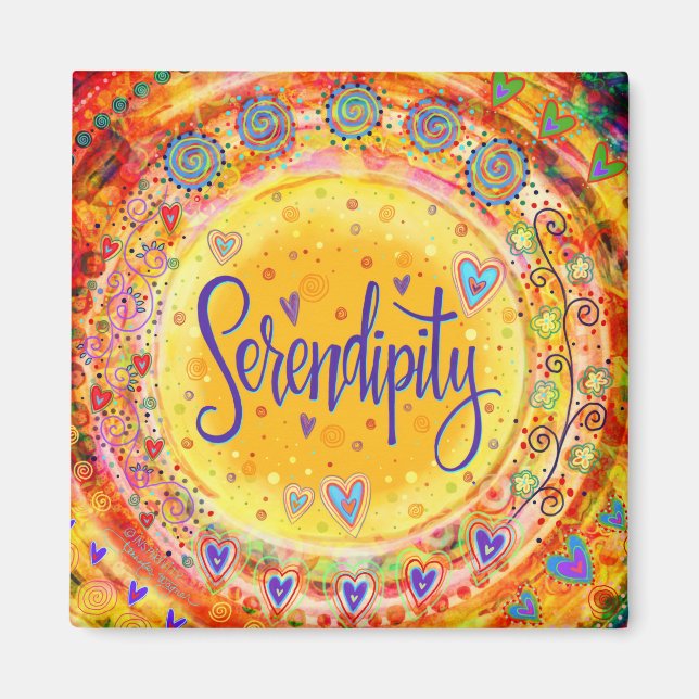 Serendipity Roligt Trendig Inspirief ONE ORD Magne Magnet (Framsidan)