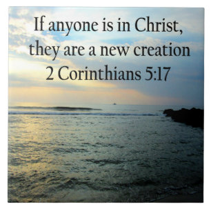 SERENE 3 CORINTHIANS 5:17 OCEAN SCENFOTO KAKELPLATTA