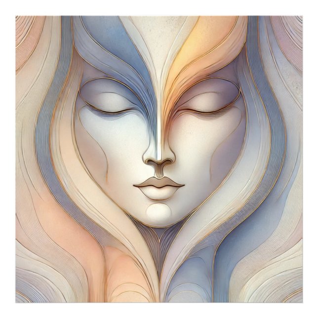 Serene Abstrakt Ansikte Fototryck (Framsidan)