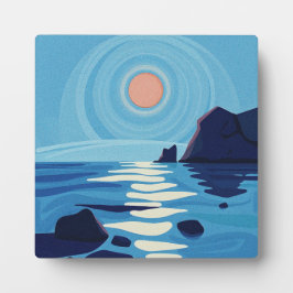 Serene Abstrakt Sjölandskap Art