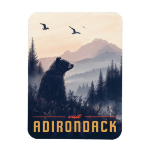 Serene Adirondack Bear: En Vintage Magnet