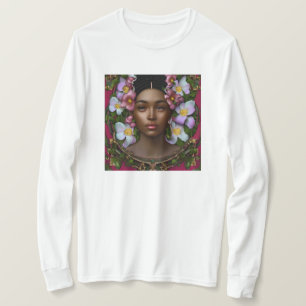 Serene African-American Woman med blommor T Shirt