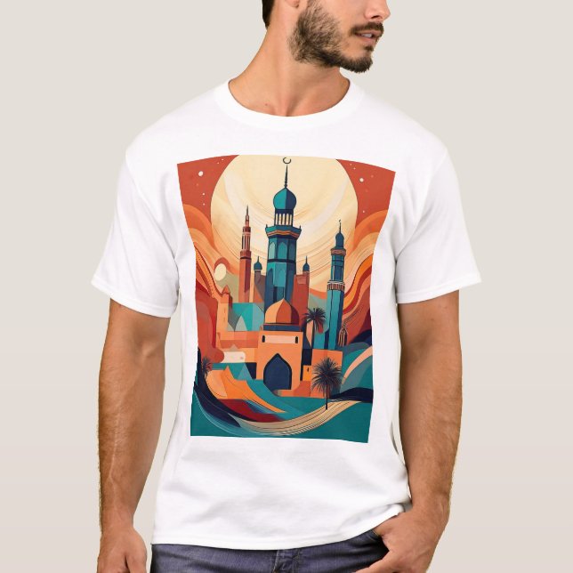 Serene Arabiska moskéer: Kulturkonst T Shirt (Framsida)