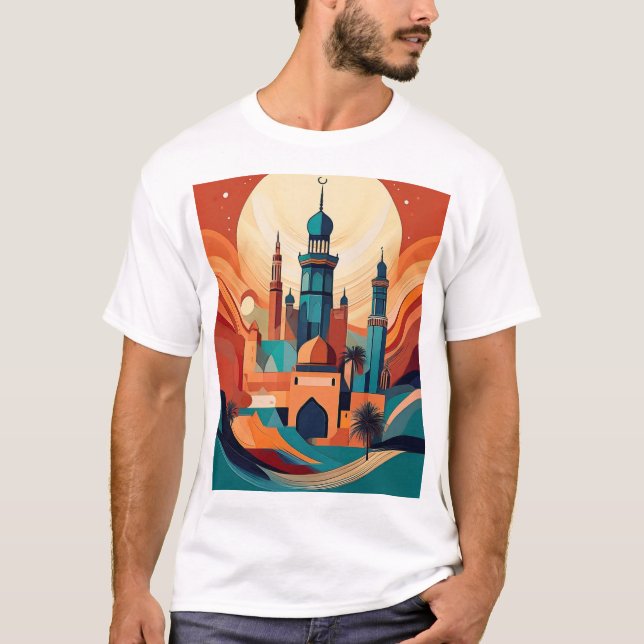 Serene Arabiska moskéer: Kulturkonst T Shirt (Framsida)