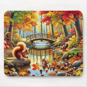 Serene Autumn Forest Scene-målning Musmatta
