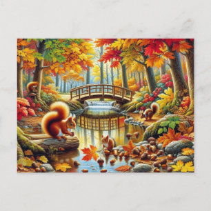 Serene Autumn Forest Scene-målning Vykort