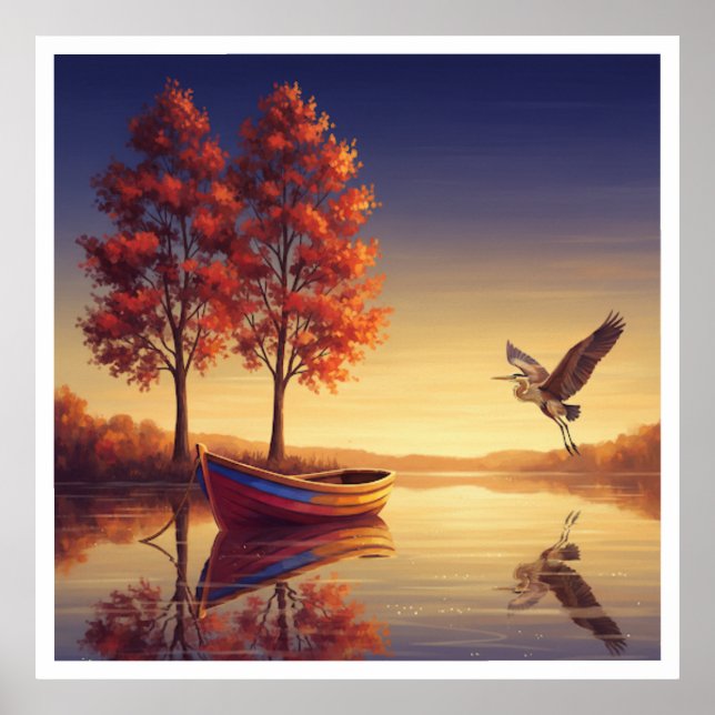 Serene Autumn Sjö Wall Art - natur inspirerad Poster (Framsidan)
