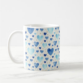 Serene Azure & Gold Watercolor Hearts Kaffemugg