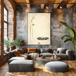 Serene Bamboo och Lotus Zen Art Poster