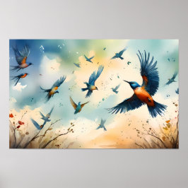 Serene Bird Flight - Transquil Birds i Rörelse Poster