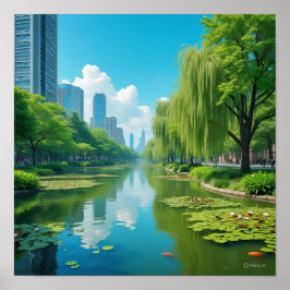 Serene Blå himmel med moln Poster